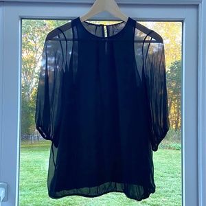 Vince 3/4 Sleeve Top, Black, Size XS